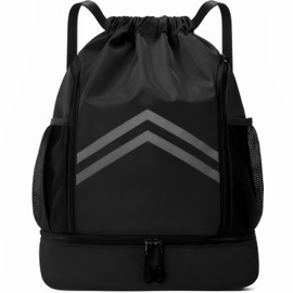 Ninonly 2024 New Knapsack, Gym Sack, Pool Bag, Large Capacity, Waterproof, Lightweight, Foldable, Separating Wet and Dry Function, Shoe Storage Bag, Eco Bag, Drawstring Bag, Swimming, Exercise,