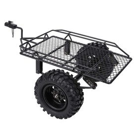 Wosune RC Tipping Trailer, Metal Trail Car Trailer Hopper DIY Modified Trailer Accessories Metal RC Trailer RC Bucket Trailer for D90 / SCX10 / TRX-4 1/10 Scale RC Crawler Car (Black)