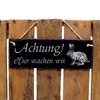 Slate Door Sign with German Text "Achtung ! Hier wachen