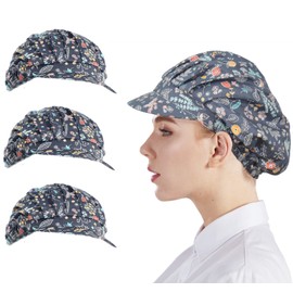 Nanxson 3pcs Chef Hats for Women Men Chef Caps Work Hats Kitchen Cooking Bakers Hat for Food Service with Brim Navy