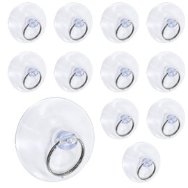 Biaungdo 40mm/1.6" Suction Cup Hooks, 12 Pcs Transparent PVC & Stainless Steel, Minimalist Design, Easy Install, Wall, Kitchen, Bathroom, Decoration