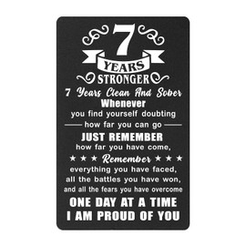 Richesele 7 Years AA Sobriety Gifts - AA 7 Years Card for Women Men - Durable 7 Years Stronger and Sober Card - Insipirational AA NA Recovery Engraved Wallet Cards Token