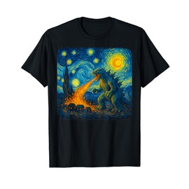Japanese Monster Kaiju Starry Night Van Gogh Gifts Men Women T-Shirt
