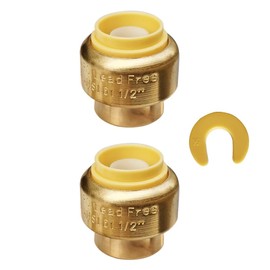 HQMPC 1/2" Push Fit PEX End Cap, Push-to-Connect Brass Plumbing Fittings No Lead Brass Plumbing Fittings with Disconnect Clip for Copper, CPVC 2Pcs