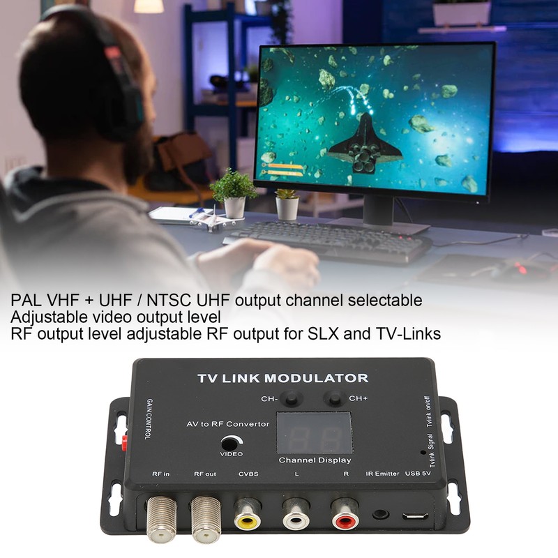 TM70RG TV Link Modulator Support PAL /NTSC Adjustable Output Gain