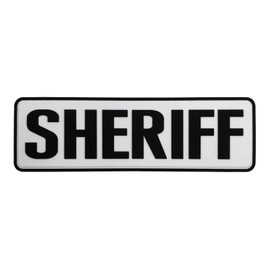 uuKen Sheriff Patch PVC White Background 10"×3" for Vests Jackets Uniform Plate Carriers Bags Backpacks(White Background,XL 10"×3")