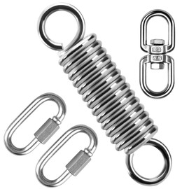 Swing Spring for Hanging Chair Steel Spring 360° Spring with Swivel 2 Carabiner Hooks Hanging Spring Hanging Chair Suspension Stainless Steel 304 up to 250 kg for Hammock, Hammock, Punch Bag Holder,
