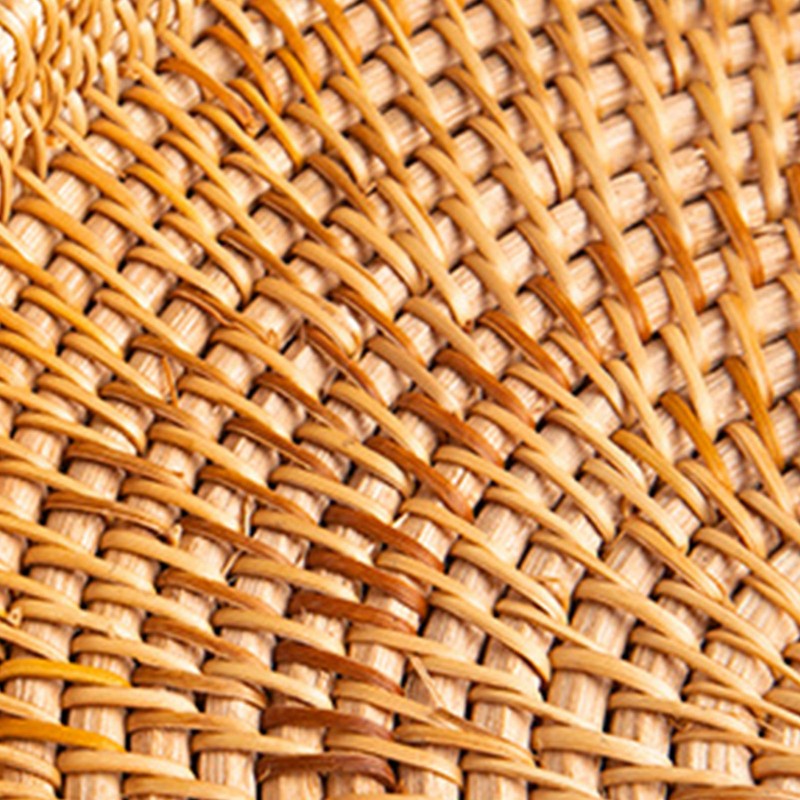 Hand Woven Round Rattan Serving Tray Bread Fruit Dessert Snack