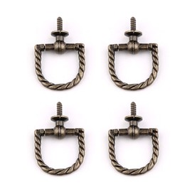 PZRT 4pcs Mini Thread Self Tapping Drawer Cabinet Pull Handles 29mmx28mm Jewelry Case Gift Box Pull Handle Knob, Ancient Bronze