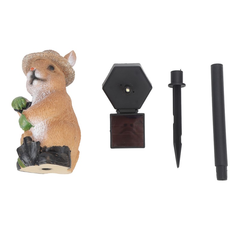 Solar Garden Light Bunny Statue Plastic IP65 Waterproof All Weather