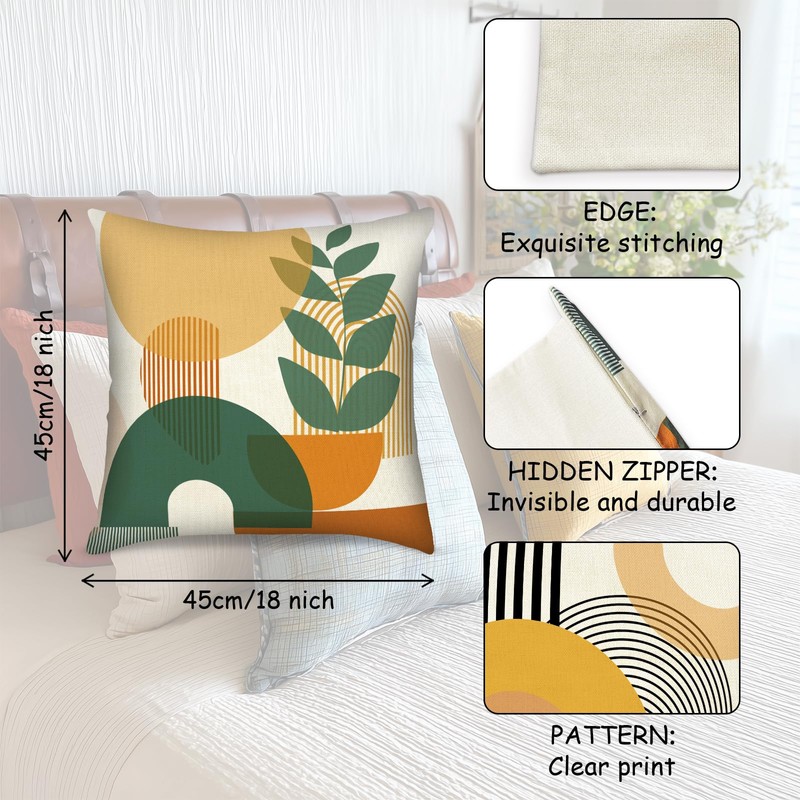PICKFORU Boho Throw Pillow Covers Set of 4, 18x18 inch