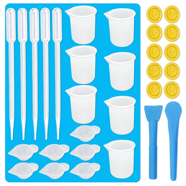 32PCS Resin Supplies 7PCS 100ml Silicone Cups,7PCS Silicone Mold Cup