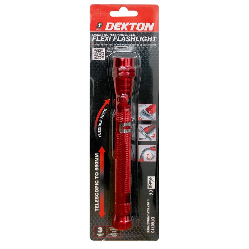Dekton DT60710 Magnetic Flexi Head Pickup Tool with LED Light,