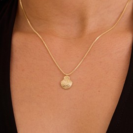 PRTGL Gold Necklace: Trendy Dainty Seashell Pendant Necklace for Women 14K Gold Plated Box Chain Beach Shell Necklace