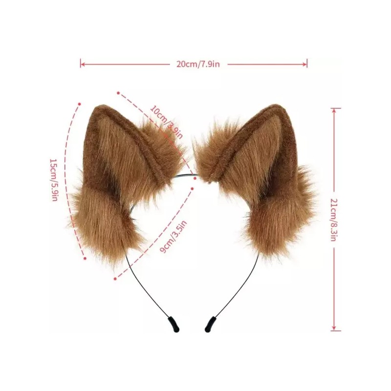 Adollala 아돌랄라 털 고양이 늑대 여우 귀 머리띠 할로윈 여성