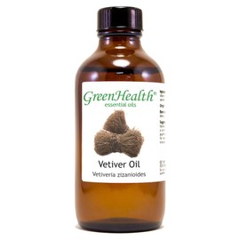 GreenHealth Vetiver – 4 fl oz (118 ml) Glass Bottle w/Cap – 100% Pure Essential Oil – GreenHealth