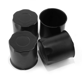 Rheedal 4Pcs 4.25inch Stainless Trailer Wheel Center Caps Push Through 4.23" Bore 4.37" Tall Hub Cap for Truck SUV RV Wheel Rim, Matt Black Wheel Cover