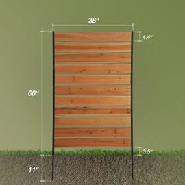 Air Conditioner Fence, 60" W x 38" H Wood Privacy Screens Fence Panels with Metal Stakes, Outdoor Privacy Wall, Pool Equipment Enclosure, Trash Can Enclosures for Outdoor (60'' x 38''- 2 Panels)