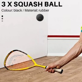 Futihana 3Pcs Squash Ball One-Yellow-Dot Low Speed Sports Professional Player Competition Squash