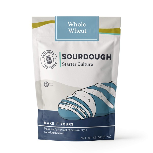 Cultures for Health Whole Wheat Sourdough Starter | Dehydrated Heirloom Culture for DIY Artisan Bread | Perfect for Muffins, Pancakes, Whole Wheat Pasta, & More | Non-GMO Prebiotic Sourdough Bread