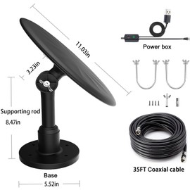 Outdoor TV Antenna for Smart TV, 720° Omni Directional Reception Digital HD Antenna Signal, with 35ft HDTV Cable, Super Signal Booster, for Attic/Camping/RV/Boat, 2025 Latest (Black, Large)