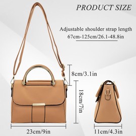 FuninCrea Women's Handbag, PU Leather Large Handbag Women's Shoulder Bags Fashion Crossbody Hand Bag Women Elegant Handbag Ladies with Removable Strap for Leisure Work, brown