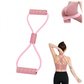 Figure 8 Resistance Band Set, with Hip Elastic Band, Yoga Gym Fitness Pulling Rope, 8 Word Elastic, Chest Expander, Home Gym Equipment for Pilates & Toning (Pink-(38Pounds))