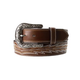 ARIAT Casanova Embroidered Boot Stitch Leather Belt, Brown, Large