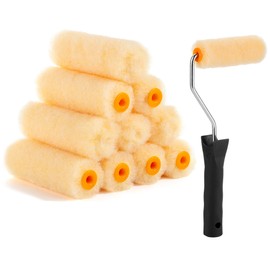 Bates- Paint Rollers, 4 inch Paint Roller with 10 Covers, Cream, Wall Painting Tool