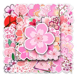 50PCS Sakura Stickers,Sakura Stickers,Teens Boys and Girls Sticker Pack Vinyl Skateboard Guitar Door Laptop Luggage Car Bike Water Bottle Birthday Party Supplies Stickers