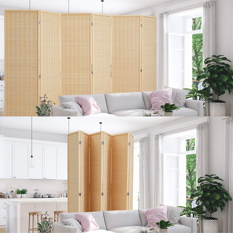 Corelax Room Divider Privacy Screen with Natural Bamboo,6 Panel Folding