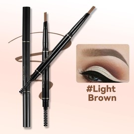 Waterproof Eyebrow Pencil with Brow Brush, Dual-Ended Design for Precise Application and Natural, Full Brows(Light Brown)