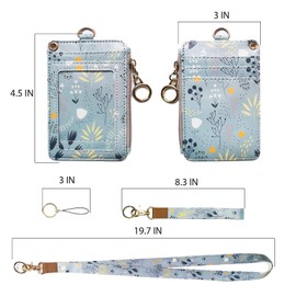 ID Card Case with Lanyard, ID Card Holder with Badge, ID Card Holder Badge Kit, for Women, Teachers, Nurses, Doctor, Student (Light Blue)