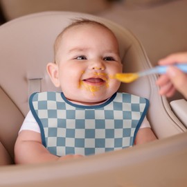 CIVARUA KIDS Mess Proof Baby Bib 3 Pack, Waterproof Led Weaning Baby Feeding Bibs With Food Catcher, Travel Feeding Cherkerd Bibs for girl boy