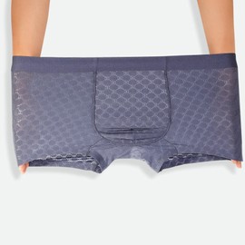 Evankin Mens Ice Silk Mesh Boxer Briefs Breathable Cool Underwear Low Rise Stretch Boxers(DarkGray,M)