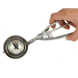 Ice Cream Scoop, Mash Scoop, Stainless Steel 6 cm with a Easy Push Lever by HomeElabador