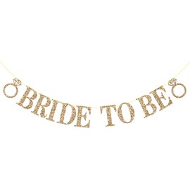 KINGLAKE GARDEN Pre-Strung Bride to Be Banner NO DIY Bride to Be Sign Gold Glitter Bachelorette Banner Bridal Shower Sign for Bachelorette Bridal Shower Wedding Party Decorations