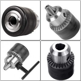 Hymnorq 1/2-20UNF Keyed Drill Chuck 3-16mm Clamping Range with SDS-plus Shank, 1/2 Socket Square Converter and 1/4 Inch Hex Shank, Fit Impact Driver Hammer, Electric Wrench and Air Screwdriver