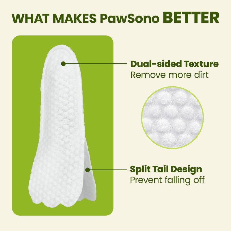 PawSono Ear Finger Wipes for Dogs & Cats, Thicker Dog