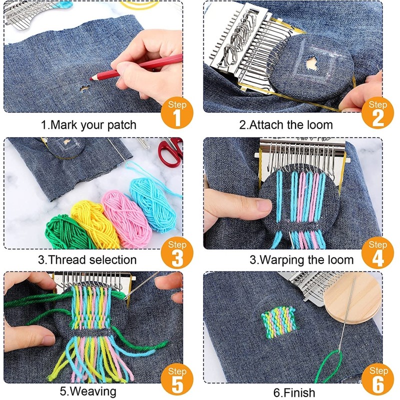 Darning Loom Small Weaving Loom Kit Wooden Weave Tool DIY