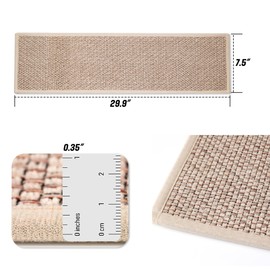 HW HUGEWAY INT'L 15 Packs Stair Treads for Wooden Steps Indoor, Stair Carpet, Non Slip Stair Treads for Kids Elders and Dogs, Runner for Wooden Steps, Rubber Backing Stair Runners, 29.9”x7.5” Beige