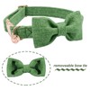DOGWONG Hemp Cotton Dog Collar with Bow Green Pet Collar
