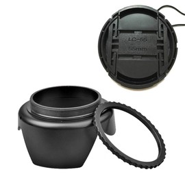 Gegenlichtblende mit Tulpenblumen-Motiv, 55 mm und Objektivdeckel, kompatibel mit Nikon D5600 D3500 D7500 Kamera-Set AF-P DX 18-55 mm f/3.5-5.6G VR Objektiv (1 + 1 Stück)