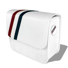 CRODE Golf Rangefinder Leather Case and Tee Holder with Ball Marker Compatible with All Brands Rangefinder Carry Bag Premium Leather Pouch, White, Modern