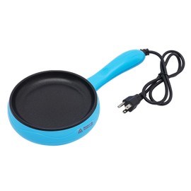 GXFCHYL 450W Small Electric Skillet Stainless Steel Electric Skillet with Handle, 6-Inch Nonstick Egg Pan 110V Round Mini Frying Pan for Frying Egg Dumpling Bacon Sausage (Blue)