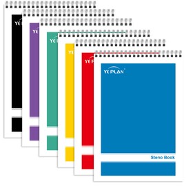 Yeplan Top Spiral Notebook 6x9 6 Pack, Steno Pads Spiral Notebooks with Gregg Ruled White Paper, Notebooks & Writing Pads for School, College, Work, Office, Home, 60 Sheets, 6 Assorted Colors