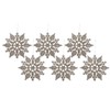 12pk Glitter Snowflake Hanging Decorations, Christmas Tree Snowflake Baubles/Ornaments (Champagne
