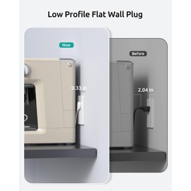 NUTICT Short Extension Cord 1.5ft, 3 Prong Flat Cord Extension with 900J Surge Protector, Left Angled Low Profile Flat Plug Power Strip, 13A, 3-Outlet Extender for Kitchen Bathroom Travel, White