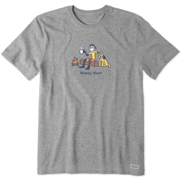 Life is Good. Mens Crusher Tee Happy Hour, Heather Gray-S