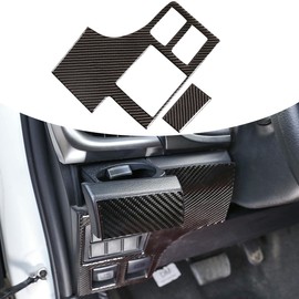Car Center Console Hood Switch Protector Trim Panel Sticker,Fit for Toyota Hilux 2015-2021Real Soft Carbon Fiber Decoration,Auto Interior Accessories 2PCS (Black Carbon Fiber)